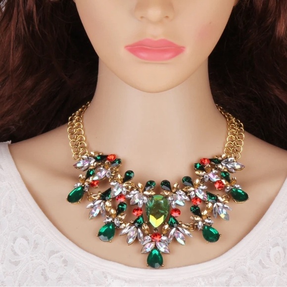 Zara Colorful Crystal Bib Necklace - Picture 4 of 15